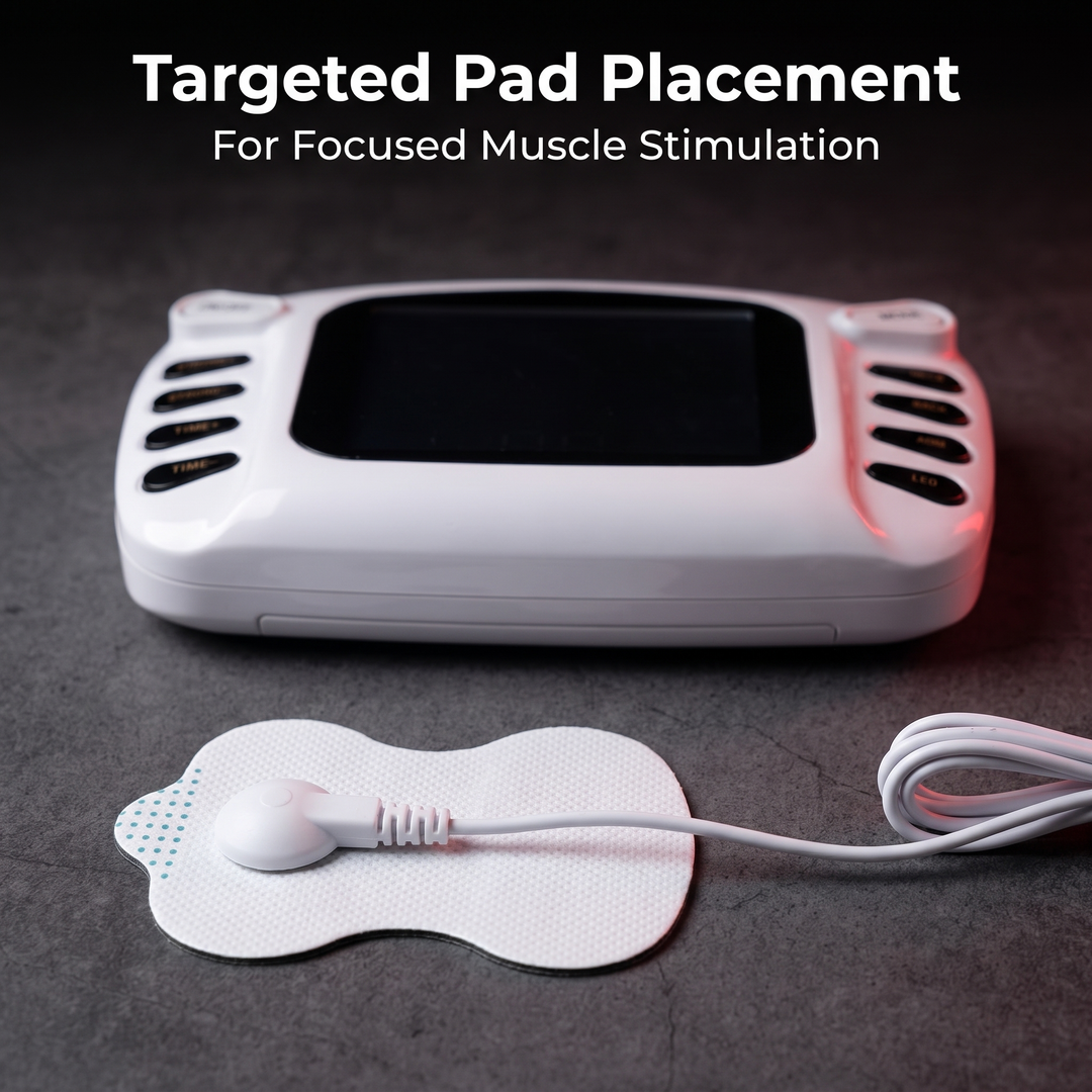 TENS EMS Muscle Stimulator - Targeted Electrode Pad Placement