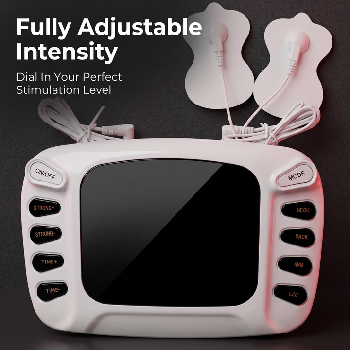 TENS EMS Muscle Stimulator - Fully Adjustable Intensity Dial Control