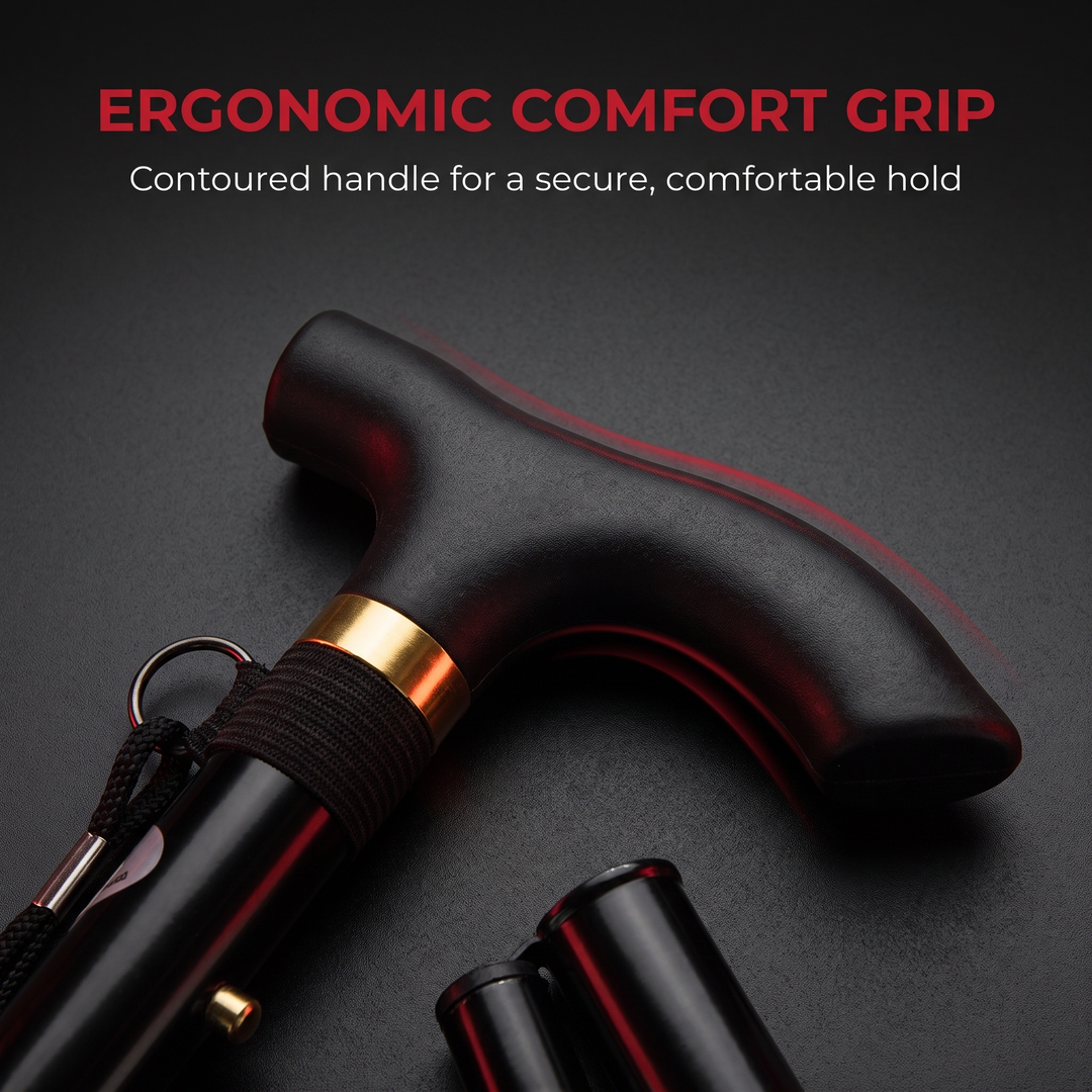 Adjustable Folding Walking Cane - Ergonomic Comfort Grip Handle