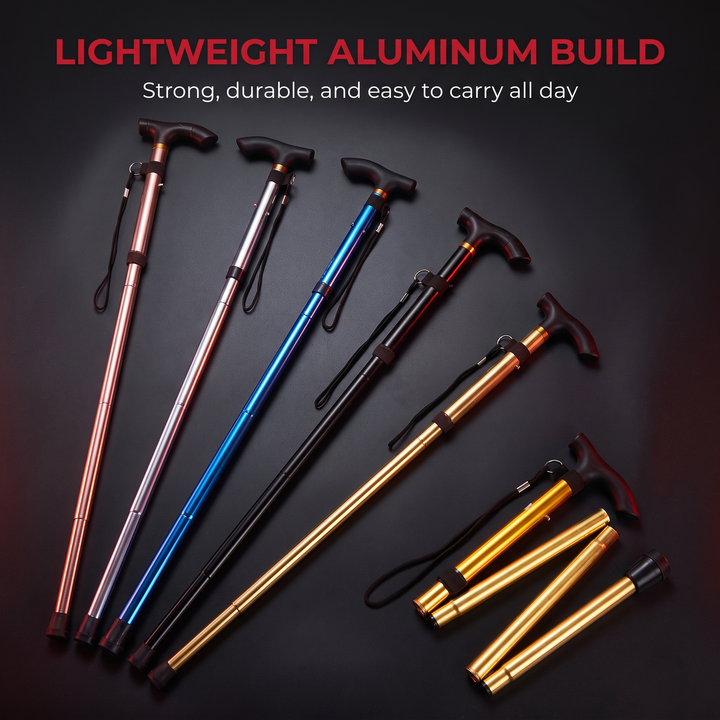 Adjustable Folding Walking Cane - Lightweight Aluminum Build