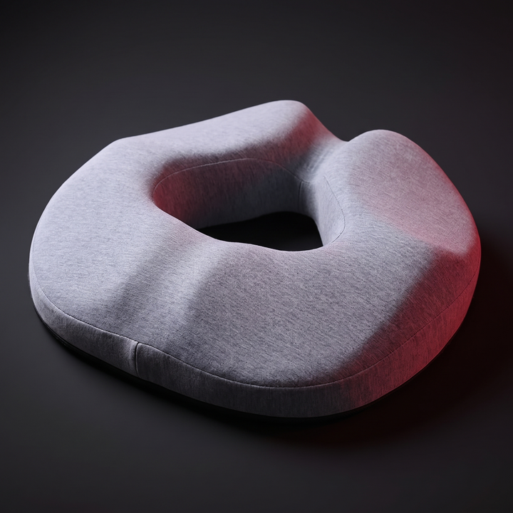 Memory foam donut seat cushion in light grey