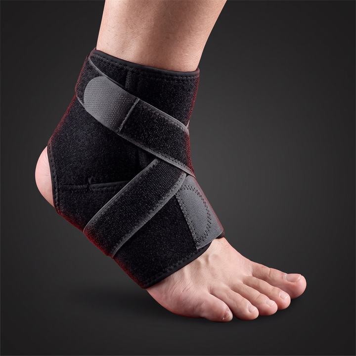 Adjustable Ankle Brace Ankle Support Wrap for Sports Training - Black, studio hero shot