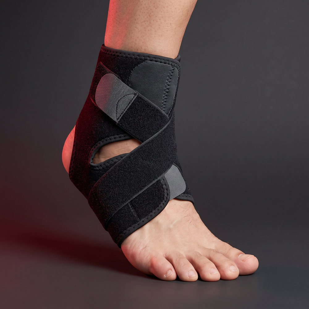 Adjustable Ankle Brace Ankle Support Wrap for Sports Training - Black, side angle view