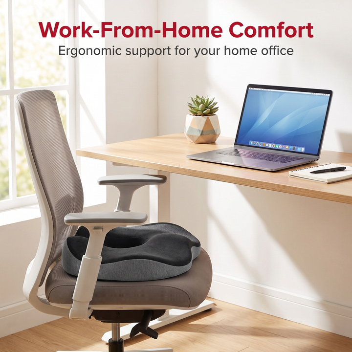 Seat cushion providing ergonomic comfort for home office setups