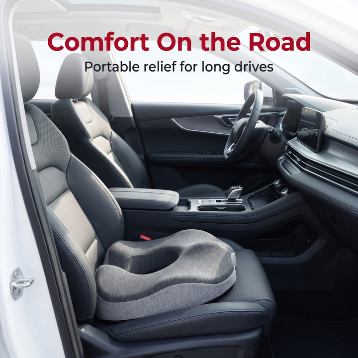 Portable seat cushion for comfortable long drives