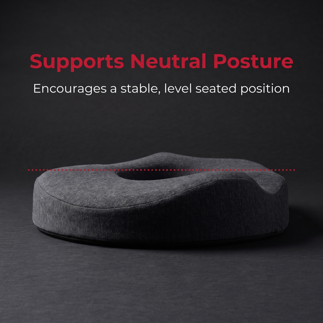 Cushion design encourages a stable, level seated posture