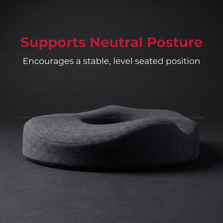 Cushion design encourages a stable, level seated posture