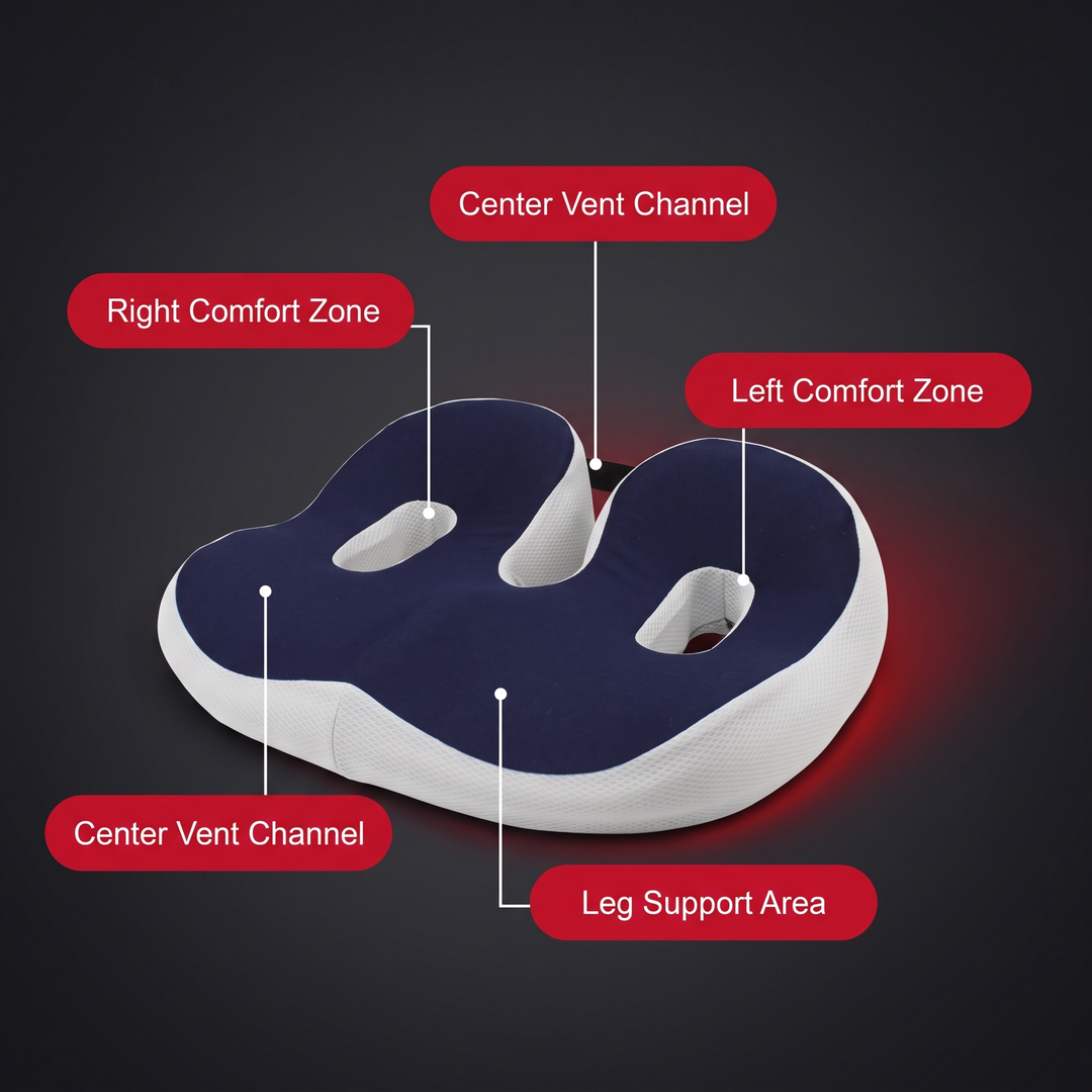 Ergonomic Memory Foam Seat Cushion - Dual-Zone Support Design