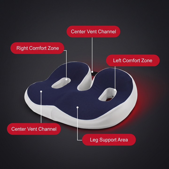 Ergonomic Memory Foam Seat Cushion - Dual-Zone Support Design
