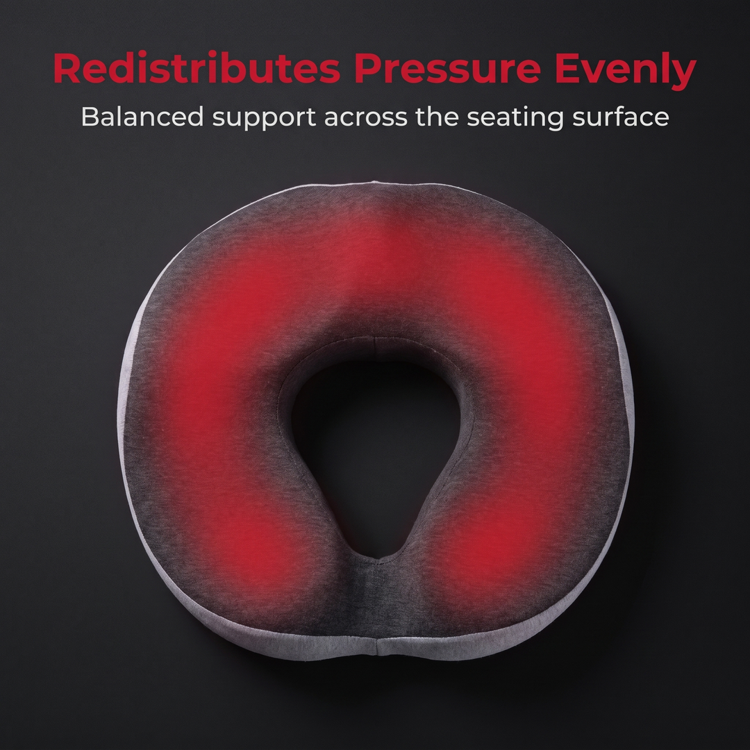 Balanced support redistributes pressure evenly across the seat