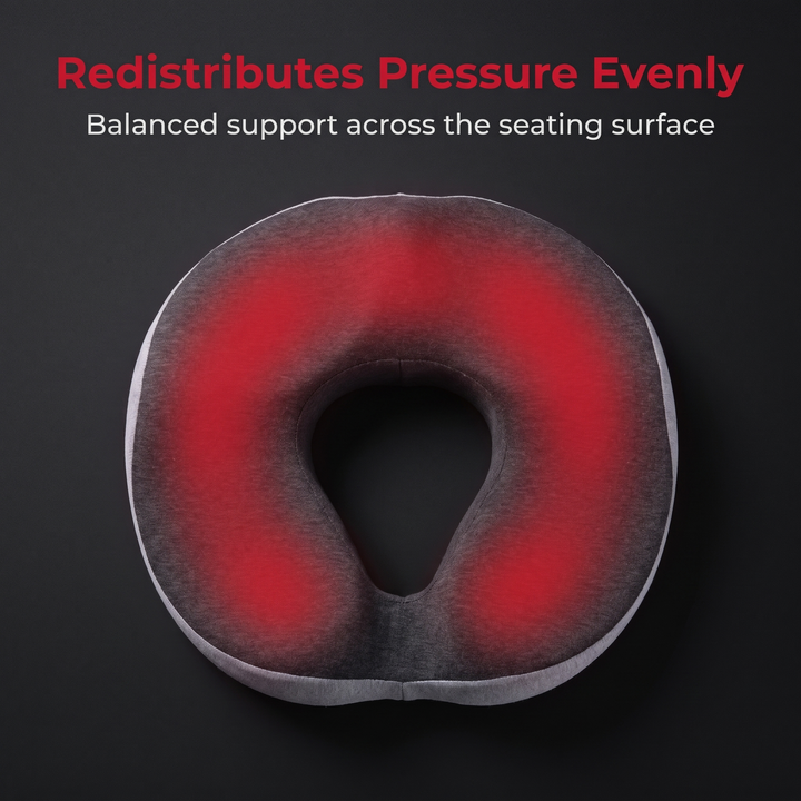 Balanced support redistributes pressure evenly across the seat