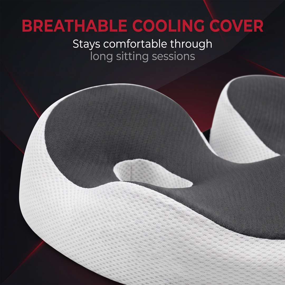 Breathable cover fabric stays comfortable through long sitting sessions