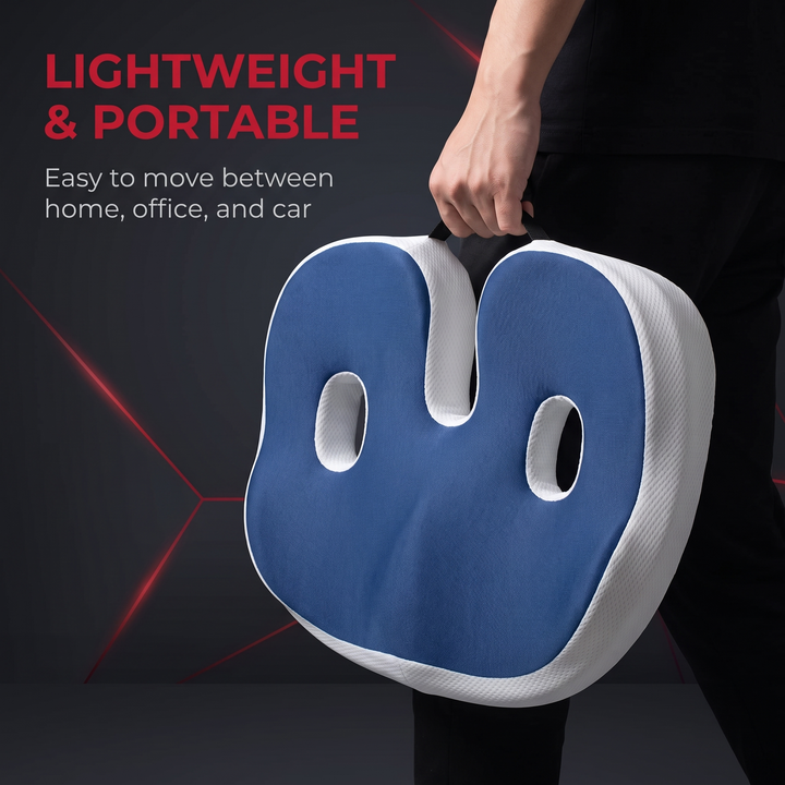 Ergonomic Memory Foam Seat Cushion - Lightweight &amp; Portable