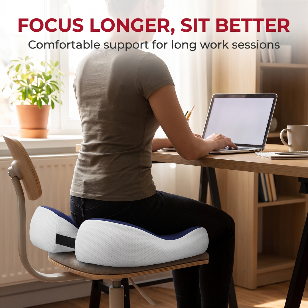 Ergonomic Memory Foam Seat Cushion - Focus Longer, Sit Better