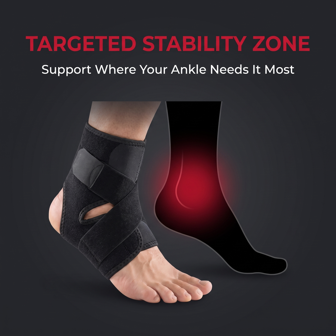 Adjustable Ankle Support Wrap - targeted stability zone for your ankle