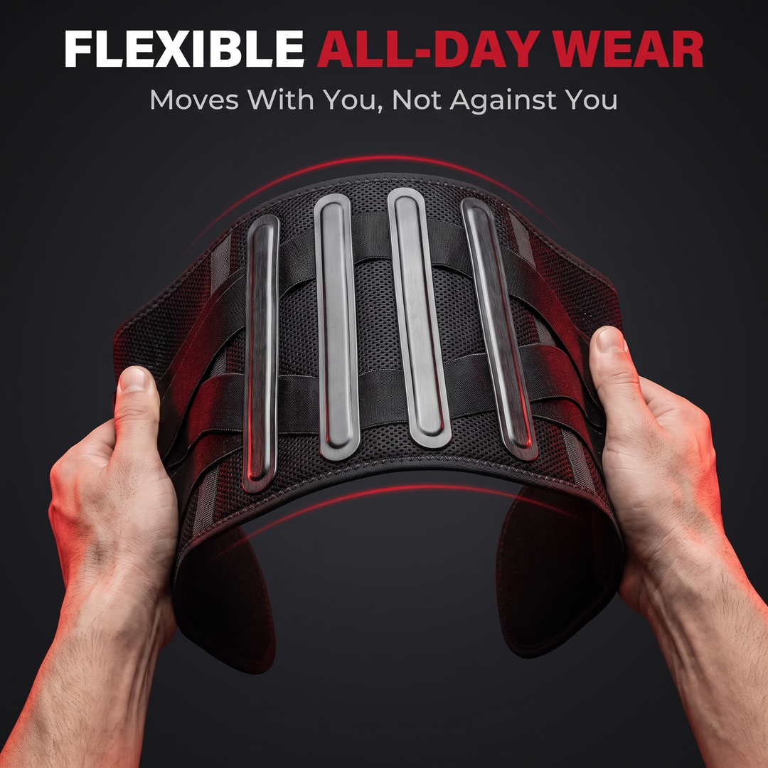 Adjustable Lower Back Brace Lumbar Support Belt - Flexible All-Day Wear