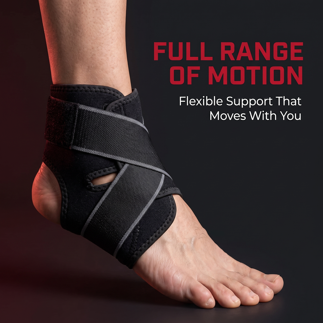 Adjustable Ankle Support Wrap - flexible support with full range of motion