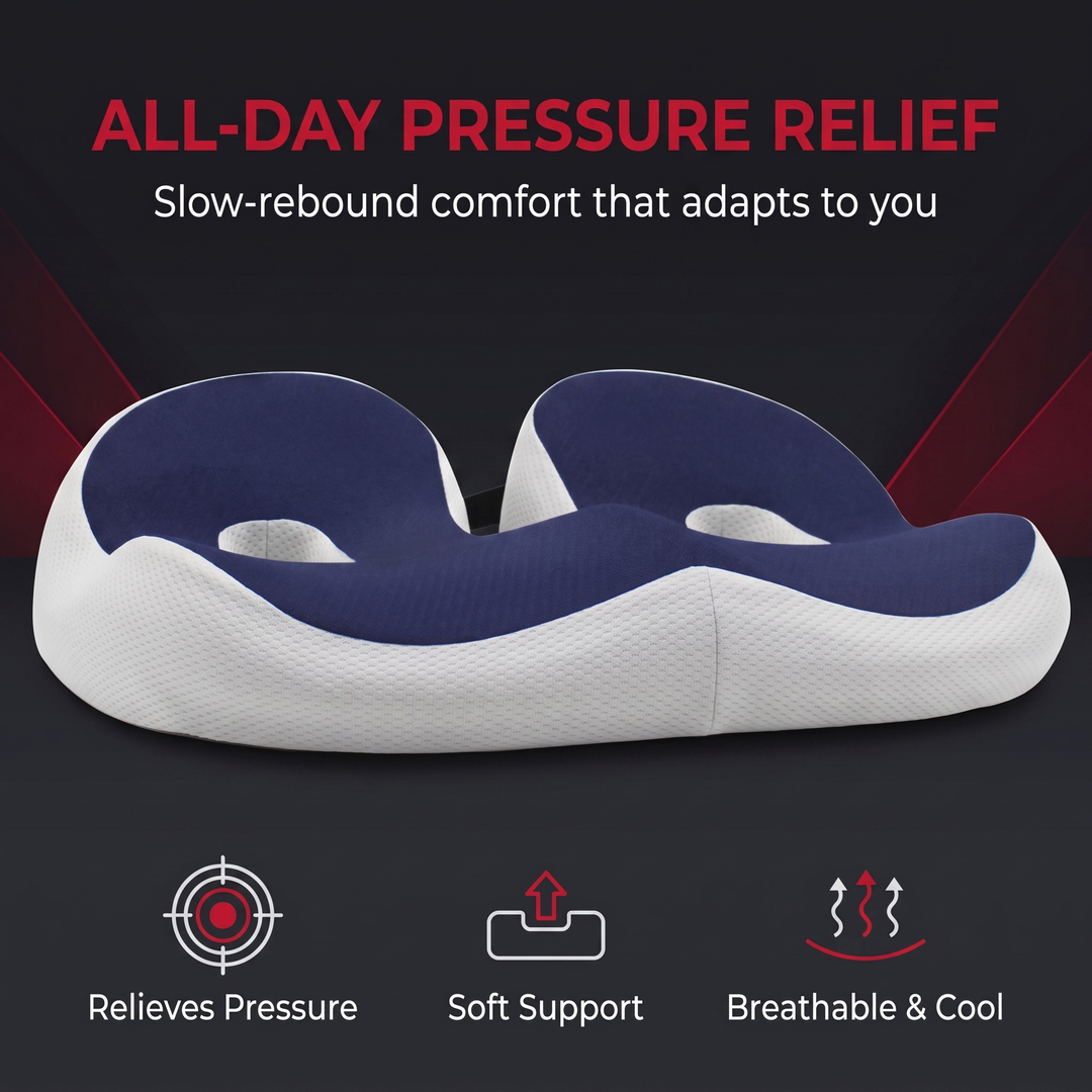 Ergonomic Memory Foam Seat Cushion - All-Day Pressure Relief