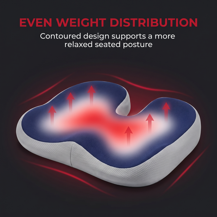 Ergonomic Memory Foam Seat Cushion - Even Weight Distribution