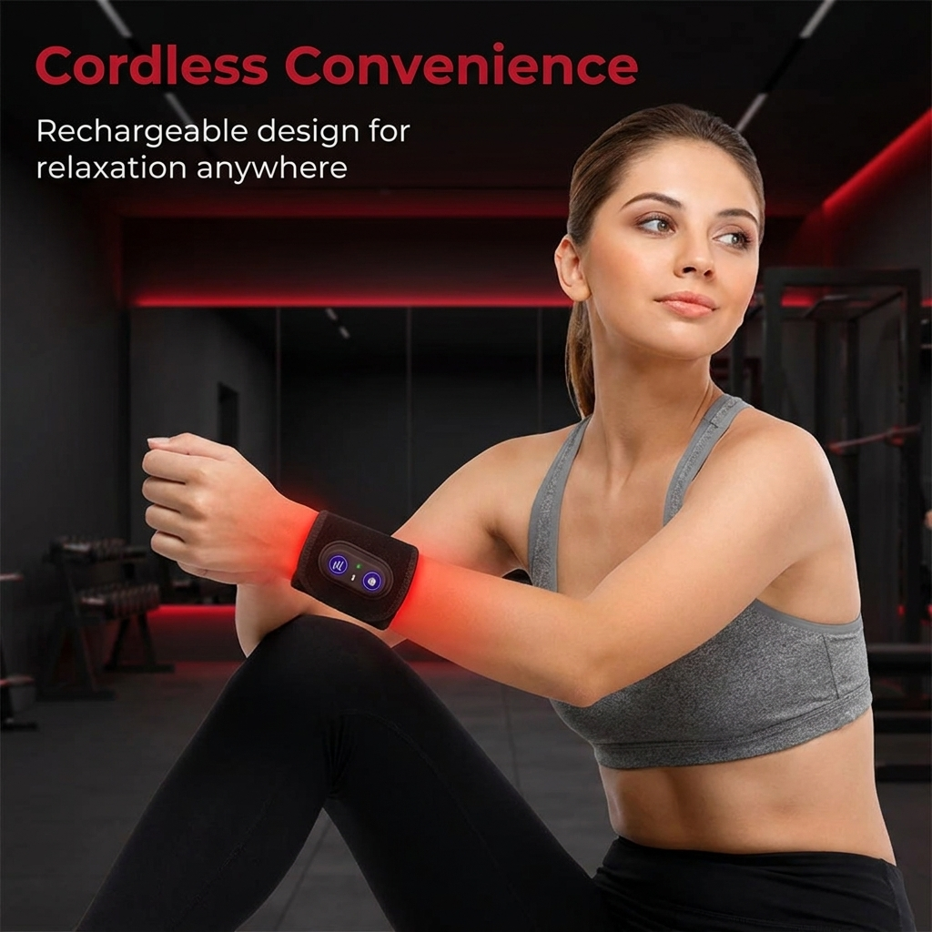 Rechargeable Red Light Therapy Wrist Wrap - cordless convenience for on-the-go relaxation
