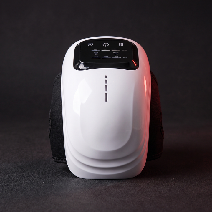 Adjustable Knee Massager - Black Wearable Wrap Front View
