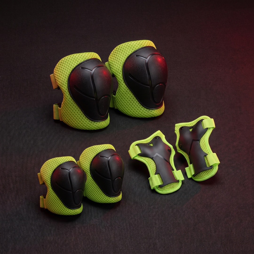 Kids 6-Piece Knee Elbow Wrist Guards Protective Set - Green
