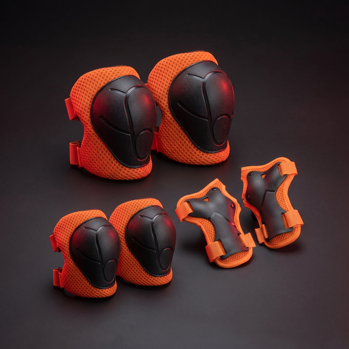 Kids 6-Piece Knee Elbow Wrist Guards Protective Set - Orange