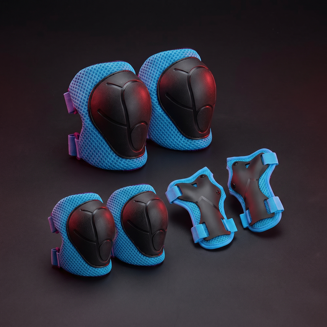 Kids 6-Piece Knee Elbow Wrist Guards Protective Set - Light Blue