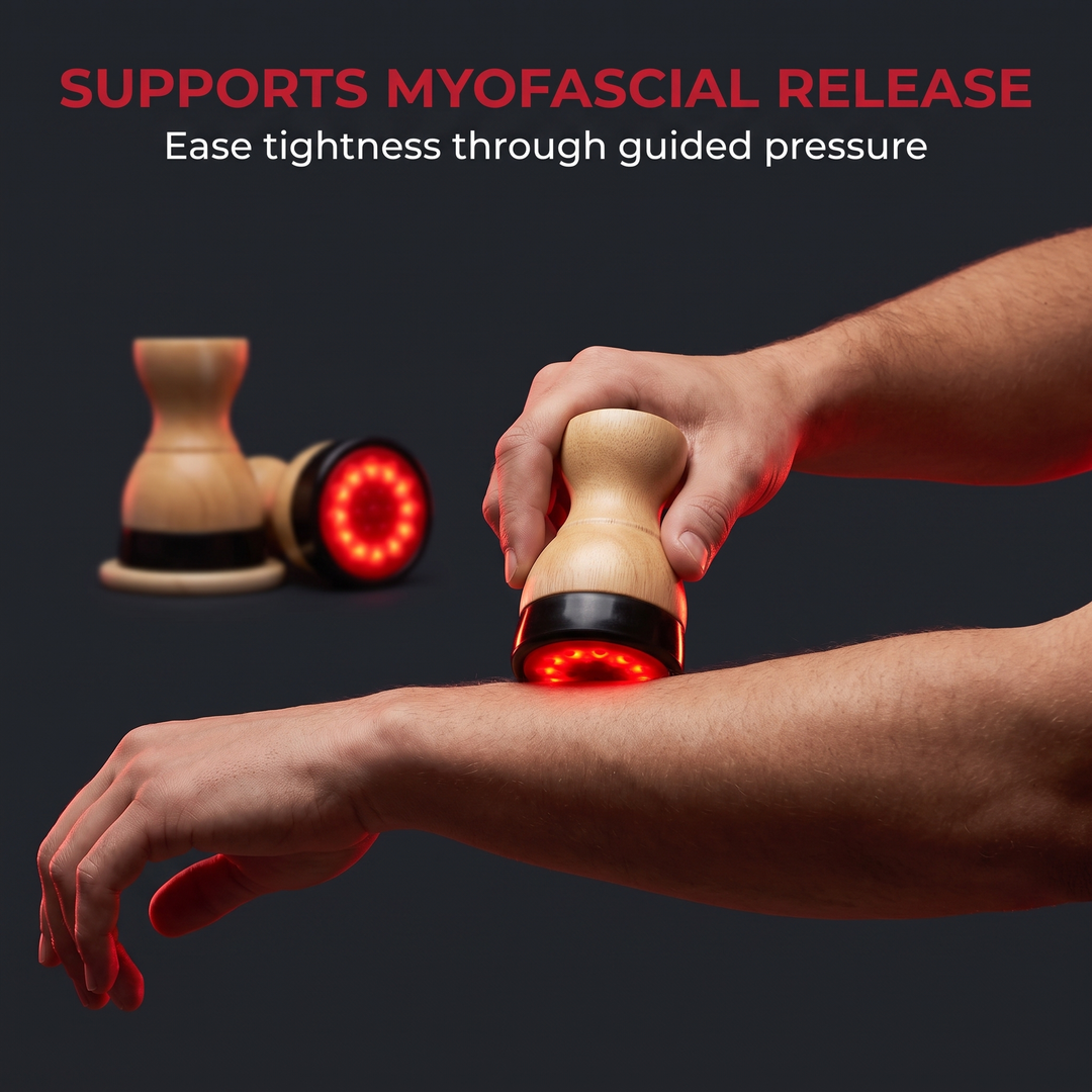 Gua Sha Massage Tool Supporting Myofascial Release on Forearm