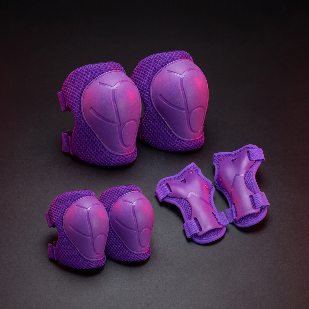 Kids 6-Piece Knee Elbow Wrist Guards Protective Set - Purple