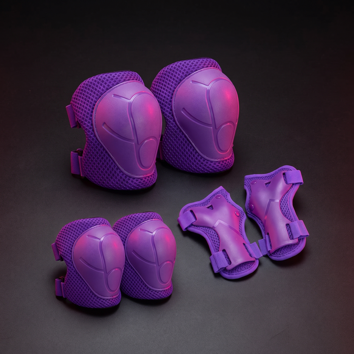 Kids 6-Piece Knee Elbow Wrist Guards Protective Set - Purple