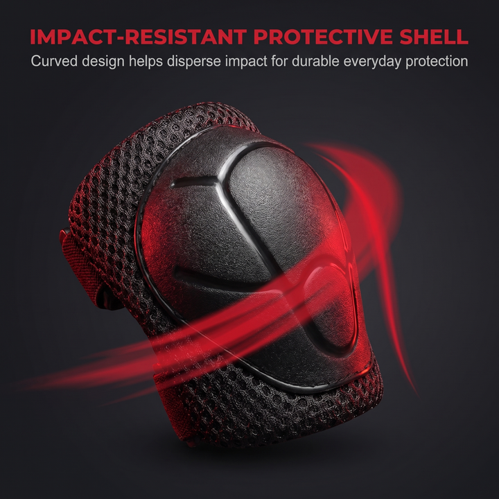 Kids 6-Piece Knee Elbow Wrist Guards - Impact-Resistant Shell Protection