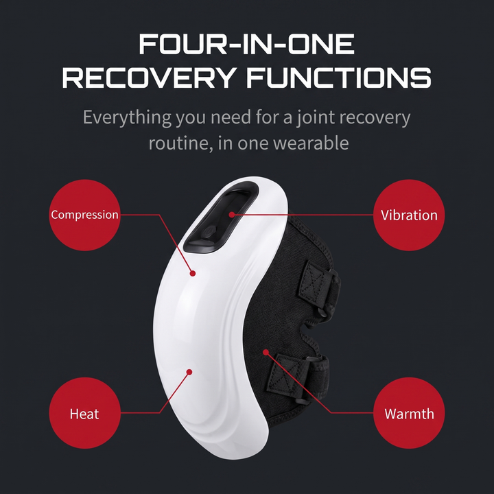 Adjustable Knee Massager - Four-in-One Recovery Functions Diagram