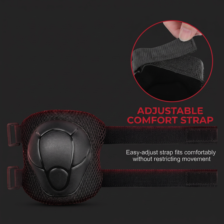 Kids 6-Piece Knee Elbow Wrist Guards - Adjustable Straps for Secure Fit
