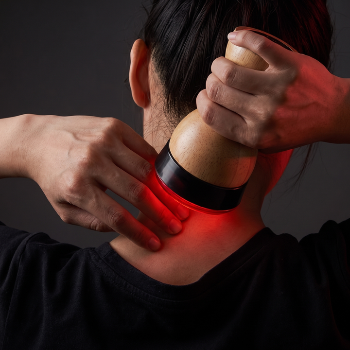 Gua Sha Massage Tool Used on Upper Back and Neck