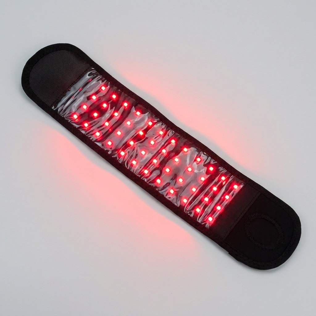 Rechargeable Red Light Therapy Wrist Wrap open flat showing full 48-LED array
