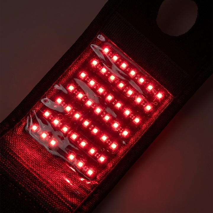 Rechargeable Red Light Therapy Wrist Wrap - macro close-up of red and infrared LEDs