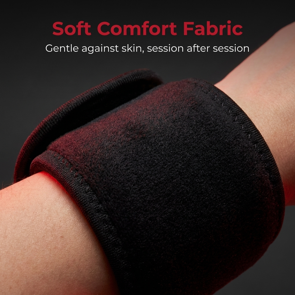 Rechargeable Red Light Therapy Wrist Wrap - soft comfort fabric interior padding