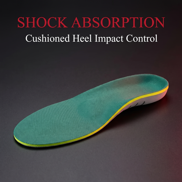 Orthopedic shoe insole with cushioned heel shock absorption