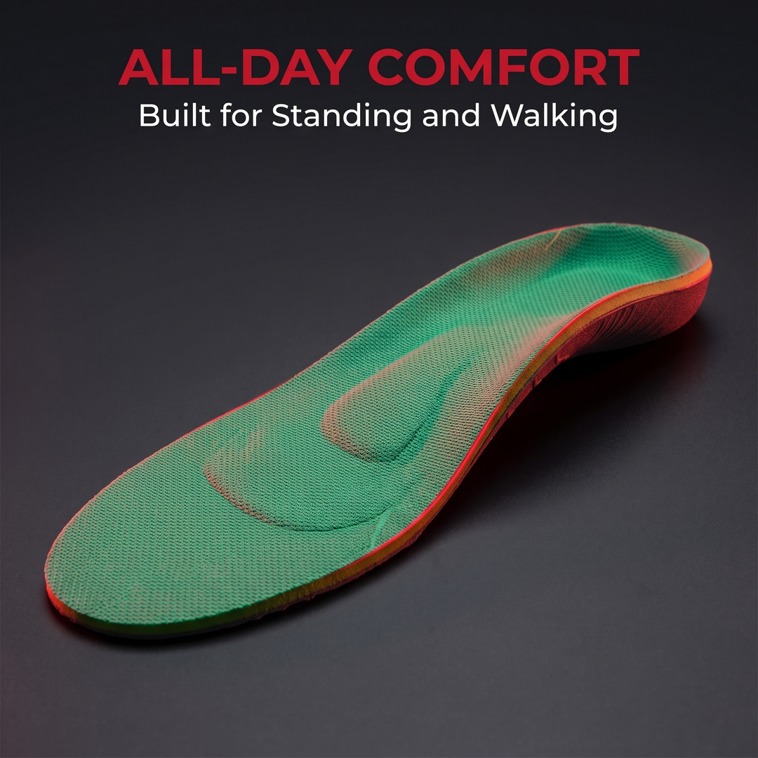 Orthopedic shoe insole built for all-day standing and walking comfort