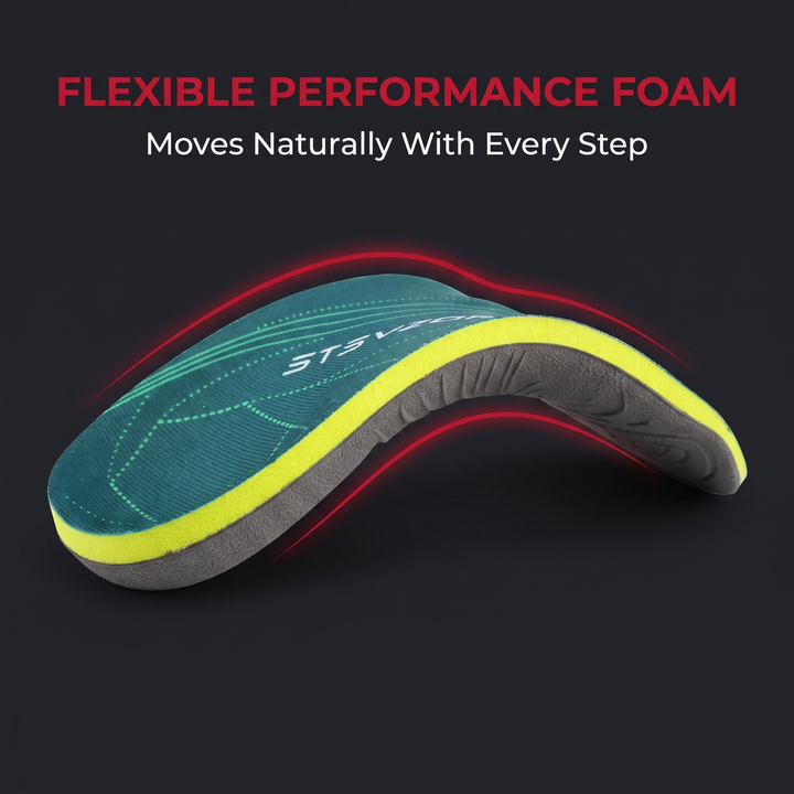 Orthopedic shoe insole with flexible performance foam for natural movement