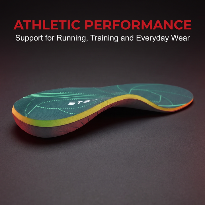 Orthopedic shoe insole supporting running, training, and everyday wear