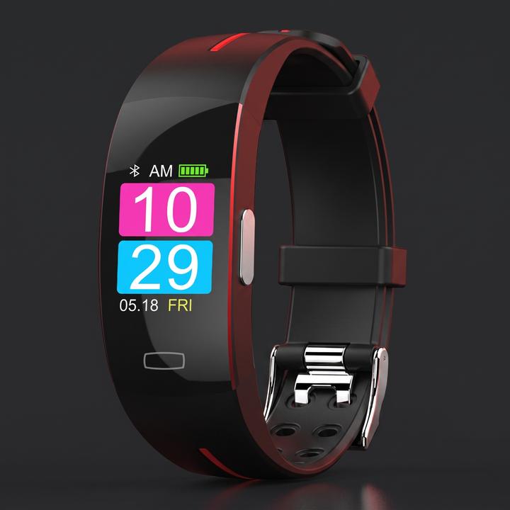 PHYSIOATHLETX Smart Fitness Band activity tracker, black and red band
