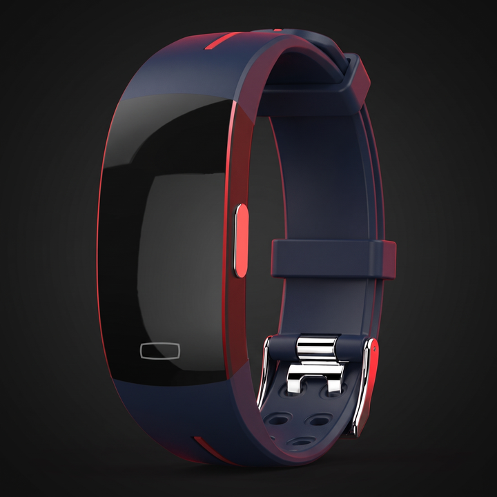 PHYSIOATHLETX Smart Fitness Band activity tracker, blue and red band