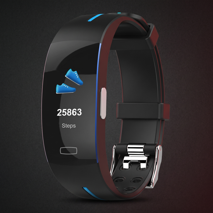 PHYSIOATHLETX Smart Fitness Band activity tracker, black and blue band