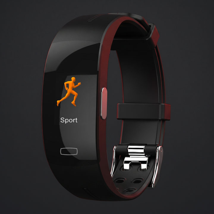 PHYSIOATHLETX Smart Fitness Band activity tracker, all-black silicone band