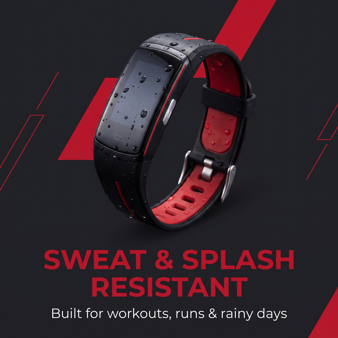 PHYSIOATHLETX Smart Fitness Band sweat and splash resistant design for workouts