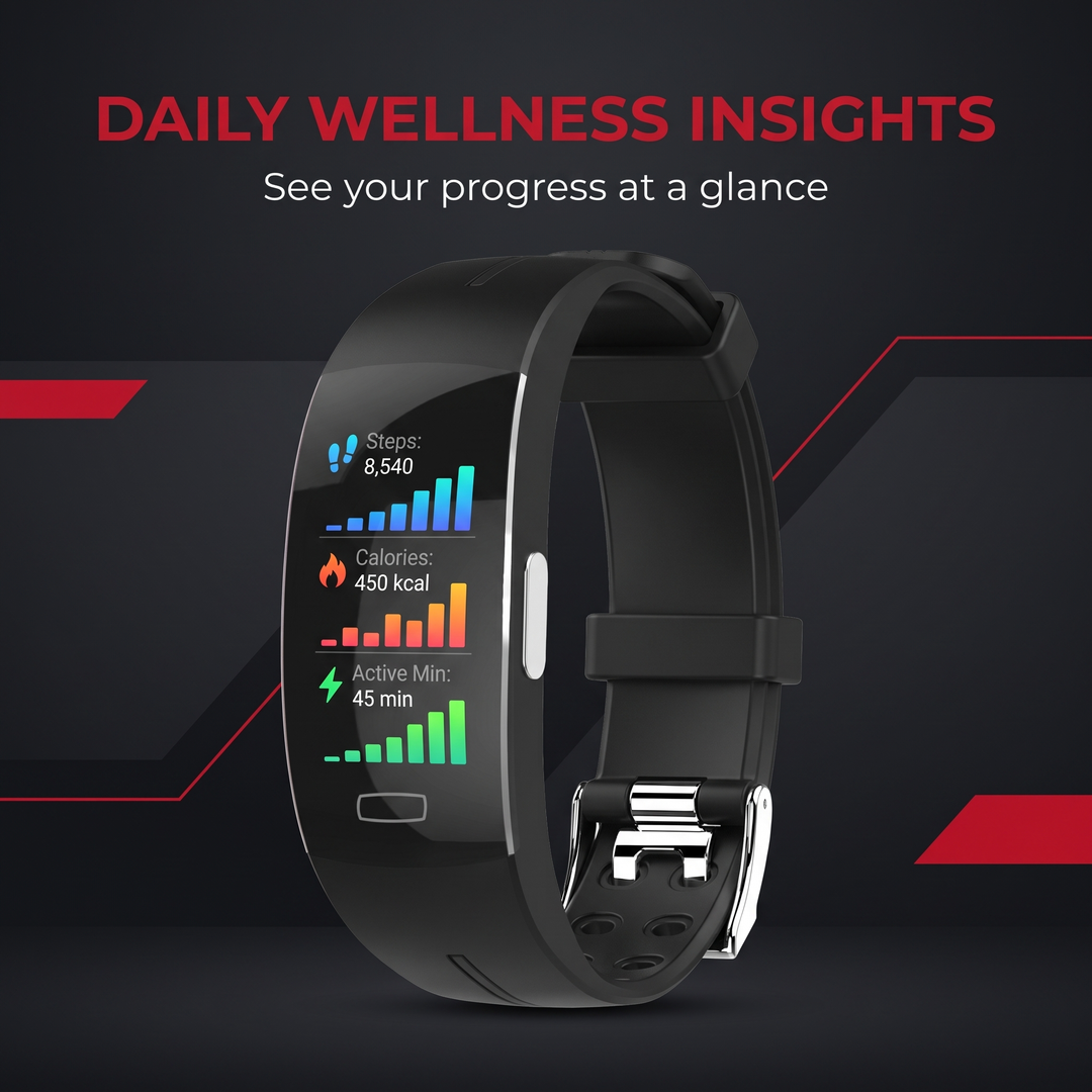 PHYSIOATHLETX Smart Fitness Band daily activity and wellness insights dashboard