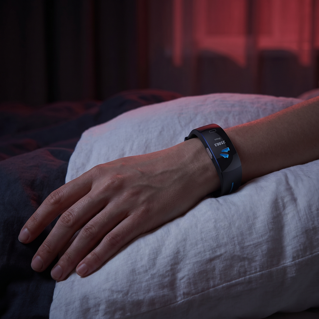 PHYSIOATHLETX Smart Fitness Band worn overnight for sleep tracking