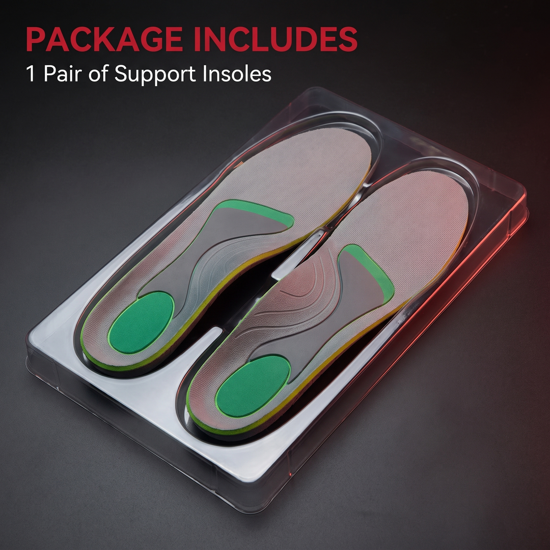 Orthopedic shoe insoles package, includes one pair of support insoles